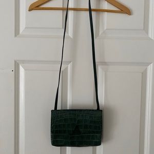 Vince Green Crocodile Embossed Leather Crossbody